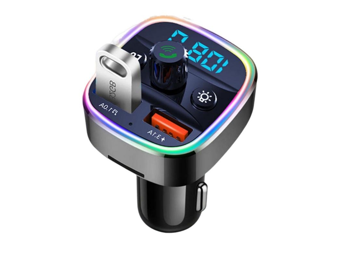 Transmisor de FM YIZHOOD Q3 Cargador de coche USB de doble puerto de 12-24 V, cargador Bluetooth, USB universal para teléfonos celulares, computadora portátil negro
