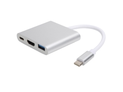 Adaptador Usb-c 3.1 Hub 3 En 1 Convertidor Base Interfaz Multimedia De Alta Definición 4k Plateado
