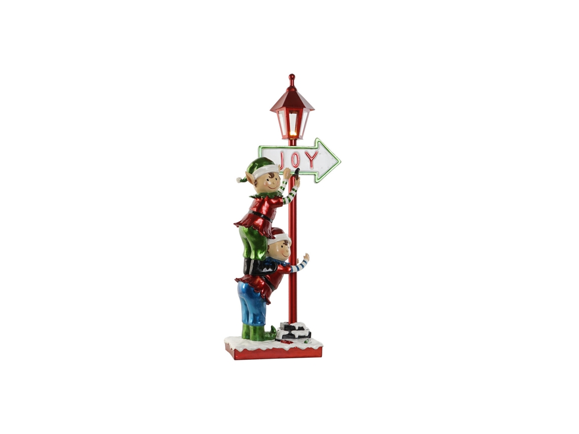 Figura de Elfo em Resina com Led, Poste de Luz, 35x28,5x81cm ALEXANDRA HOUSE LIVING