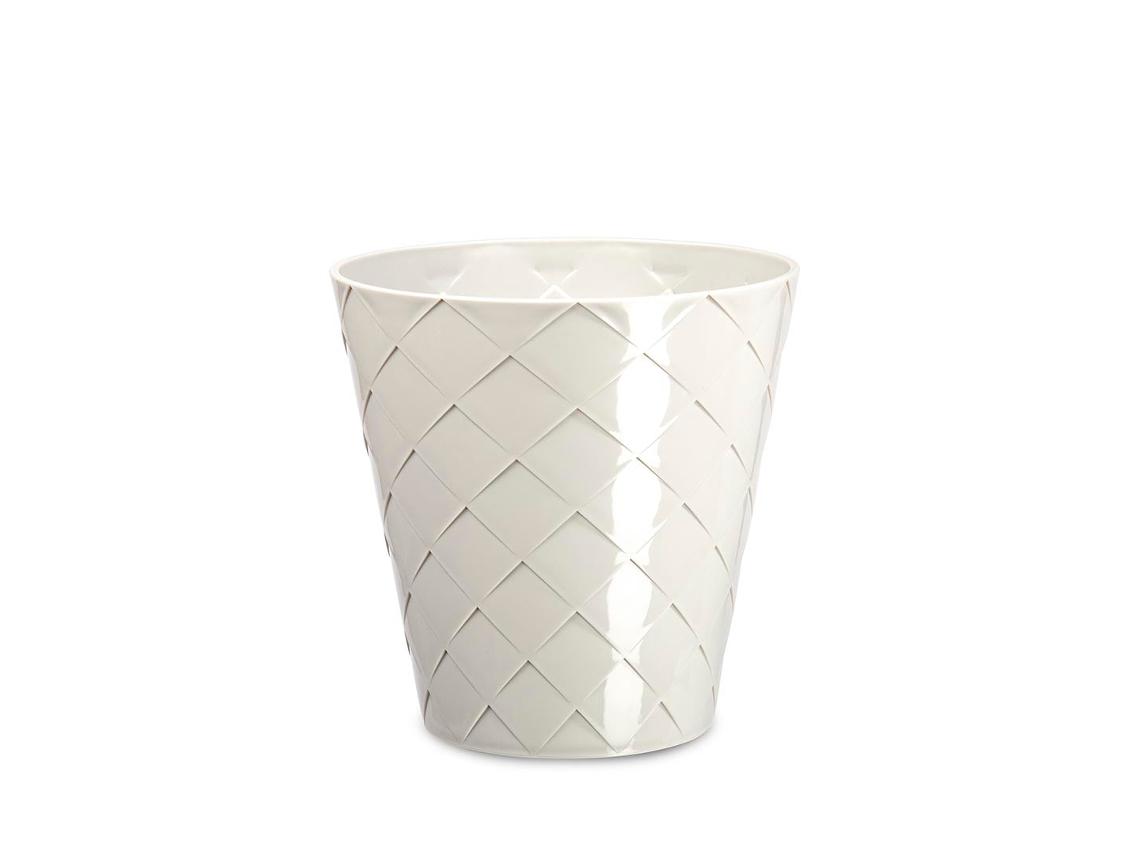 ARECA Palm - Maceta Redonda Decorativa 16 cm con Textura Blanco Roto