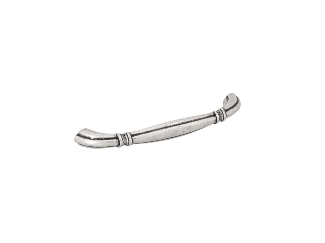 Tirador para muebles Zamac, distancia entre centros de 128 mm, plata antigua, brillante, juego de 25 unidades, HARDWAREXCHANGE