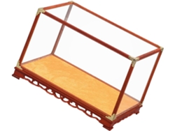 Vitrina De Cristal Transparente Con Soporte De Madera Maciza Roja, Dimensiones 19 X 14 X 14 Cm.