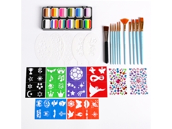 Conjunto De Paleta De Pintura Acuarela Com 12 Cores Split Cakes, Pinceis E Moldes Para Pintura Facial Corporal Profissional Halloween Festa