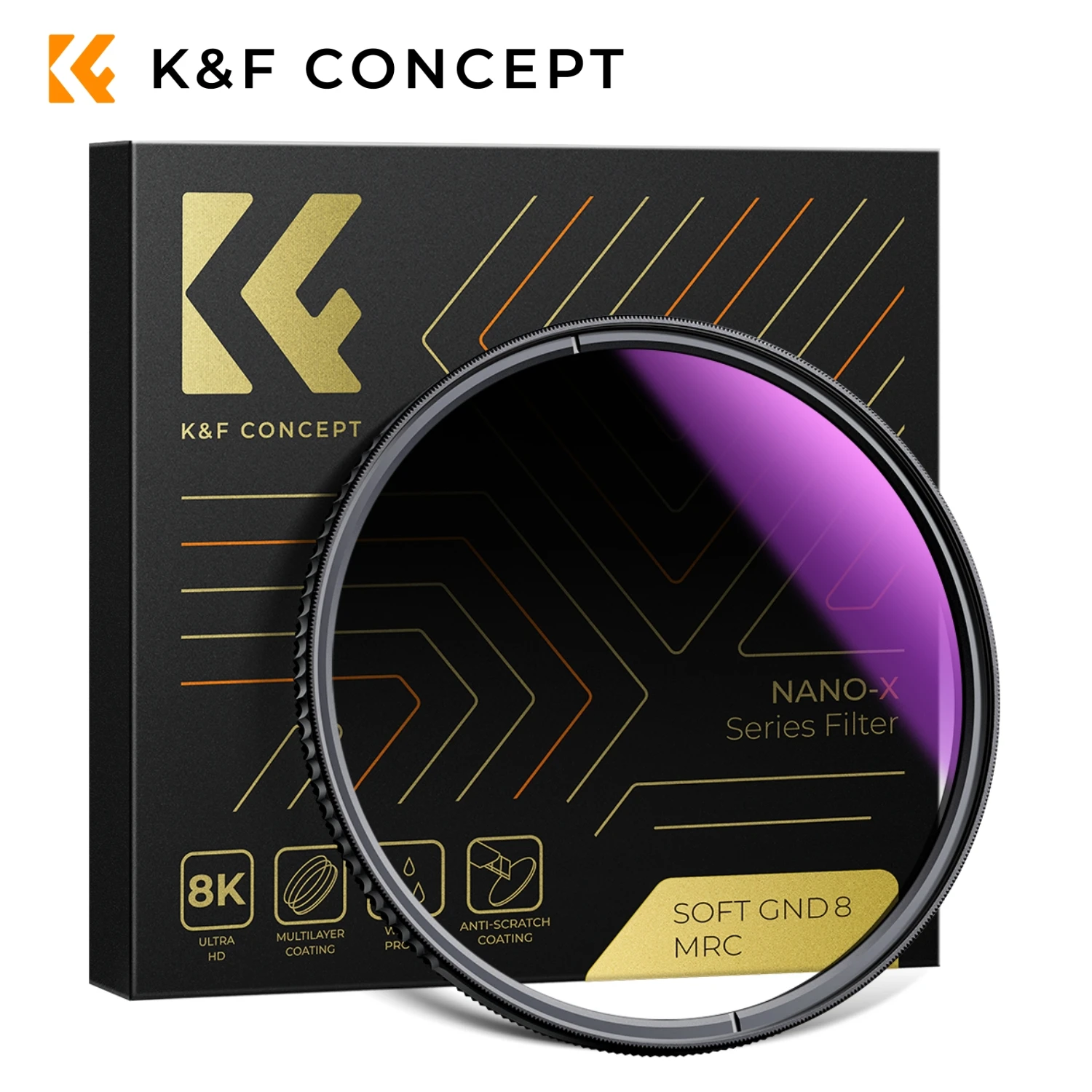 Filtro Gnd8 HD Nano-X, vidrio óptico, gradiente suave, 58 mm