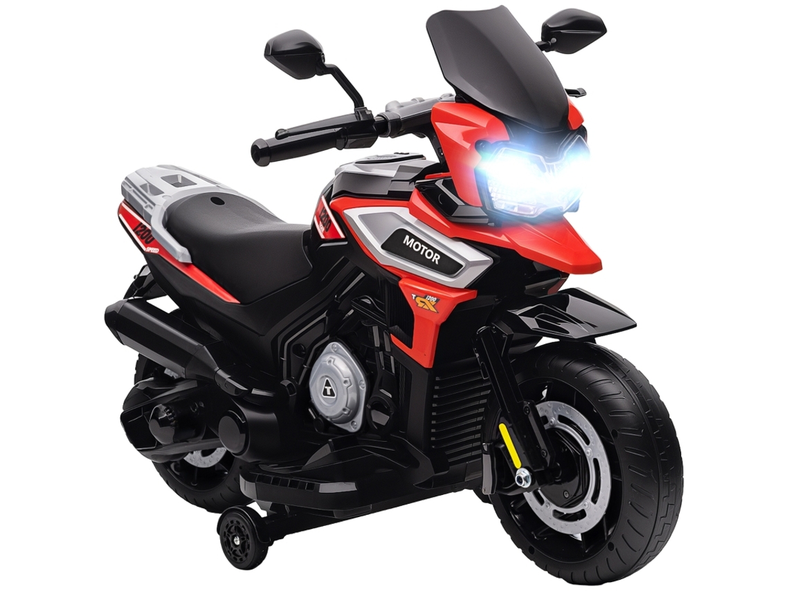 Motocicleta Eléctrica, 18-36 Meses, Ruedines De Apoyo, Luces, Música, Plástico, Acero, Rojo.