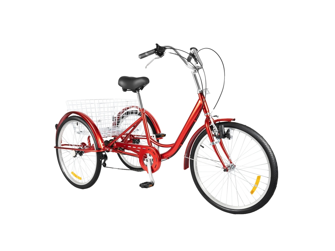 Triciclo para adultos, 6 marchas, altura del asiento ajustable, color rojo OEM