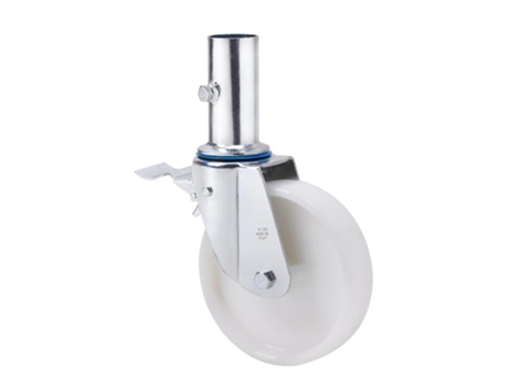 Rueda giratora andamio freno 12tvafd200-tn nylon blanco eje liso ALEX