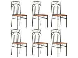 Conjunto 6 Cadeiras de jantar VIDAXL MDF castanho