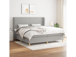 Cama Box Spring Con Colchón Tela Gris Claro 200x200 Cm