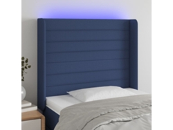 Cabecero Con Led De Tela Azul 93x16x118/128 Cm