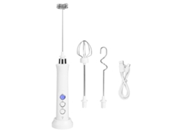 Batidora Eléctrica Usb Con Batidor De Huevos Y Espumador De Leche, 3 Velocidades, Blanca, Utensilio De Cocina