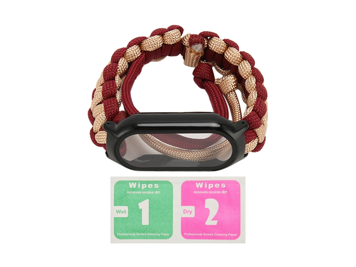 Correa ajustable de paracord tejida 3 en 1 para Mi Band 8, color oro rojizo