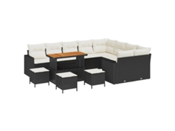 Maison Exclusive - Conjunto De Sofás De Jardín Con Cojín 14 Pcs Negro Y Crema