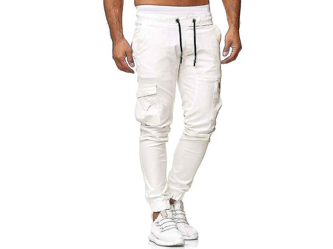 2026-pantalones Cargo Para Hombre Con Cintura Elástica Y Bolsillos Slim Fit Deportivos De Mezcla De Algodón Con Puños