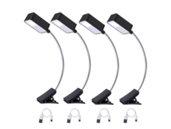 Paquete de 4 luces de libro recargables a granel, lámparas de lectura de libros con clip, luz de libro LED para leer en la cama, cuidado de los ojos, atenuación continua, 3 CHRONUS