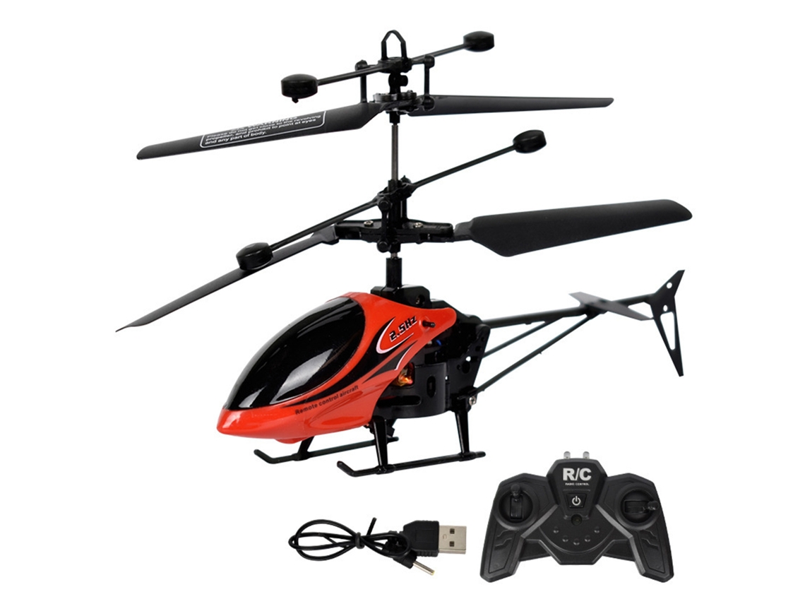 Helicóptero RC Bjww resistente a impactos, recarregável via USB, brinquedo com controle remoto para crianças, para uso interno e externo, vermelho