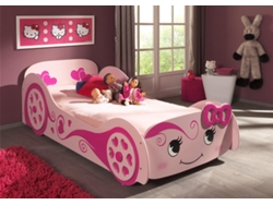 Cama Infantil FURNLUX Auto (Rosa, Madera Contrachapada - 101X213X68 Cm / 90X200 Cm)