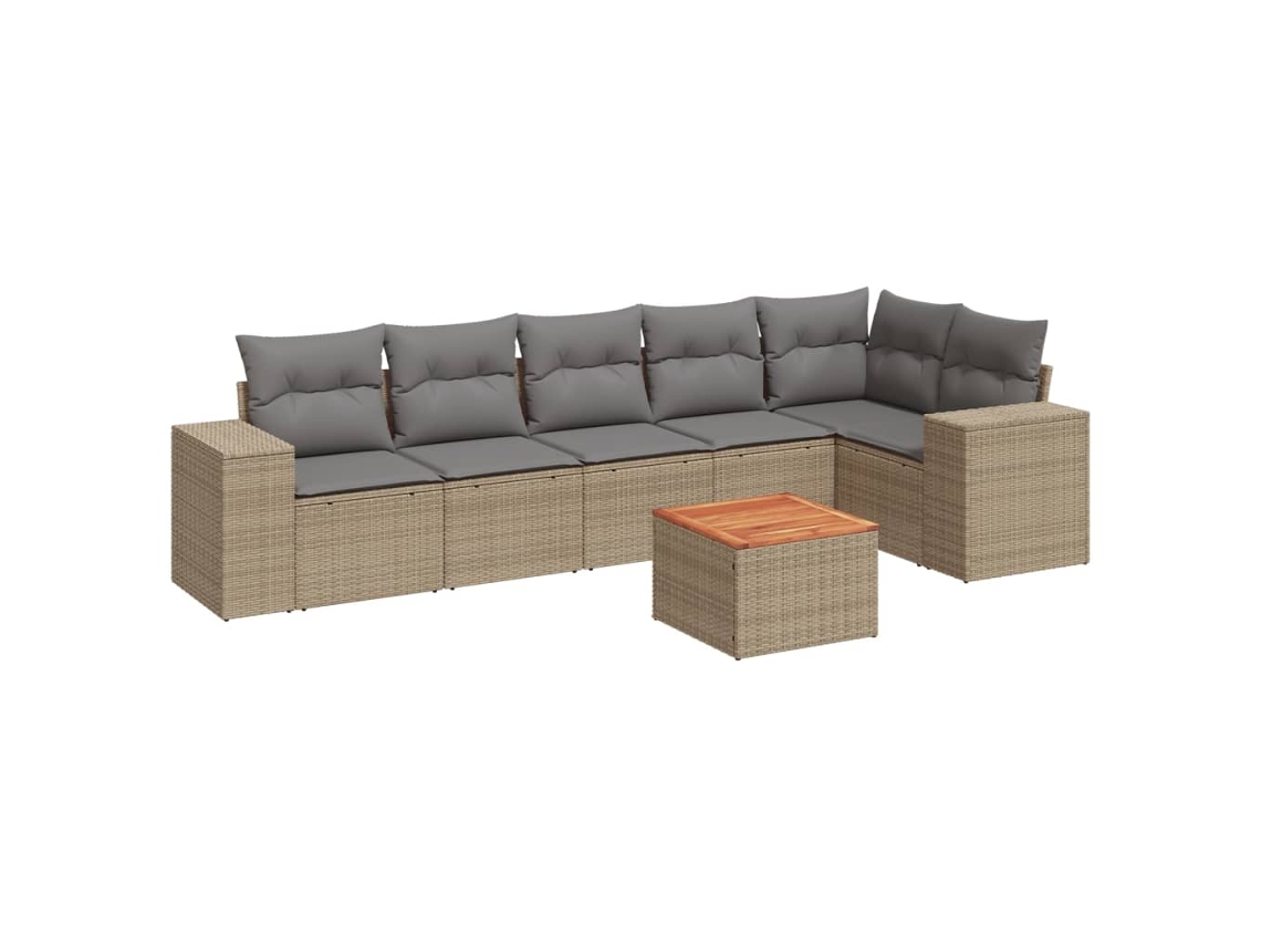 Conjunto 7 sofás de jardín VIDAXL y cojines ratán sintético beige