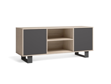 Mueble de TV SKRAUT HOME 140 Wind con 2 Puertas (Roble - Melamina - 137 x 40 x 57 cm)