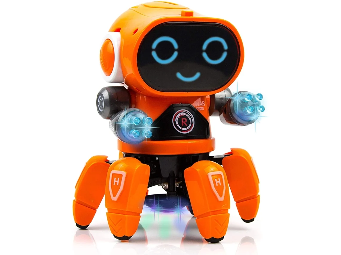 Robot De Juguete Para Niños Que Caminan Bailando Juguetes Robot Con Luces Intermitentes Y Música Naranja Gertiz