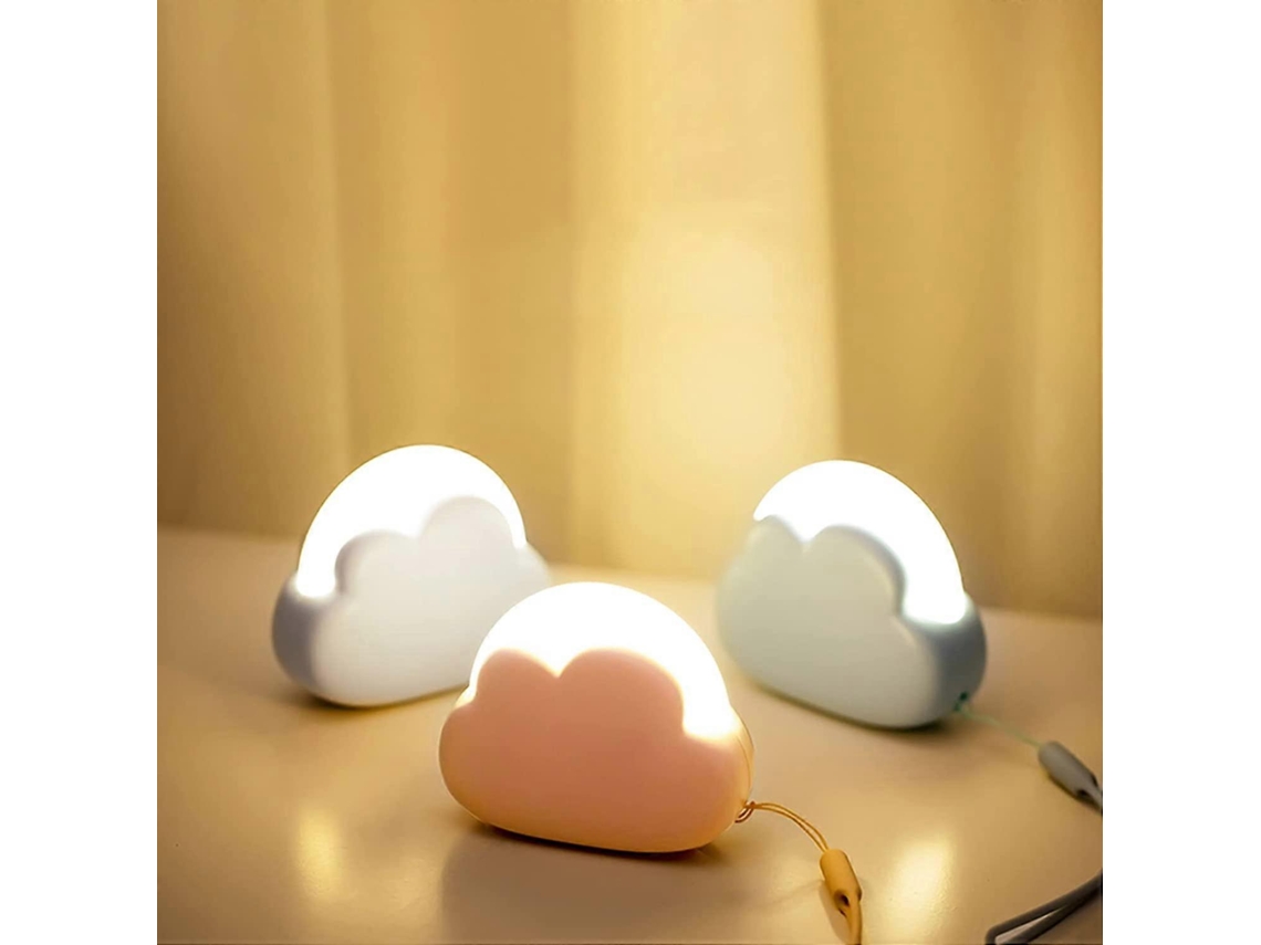 Rebe-luz Nocturna Infantil 3 Piezas Recargable Portátil, 4 Intensidades Blanco Rosa Azul, Luz De Cama Silicona Para Niños Regalo