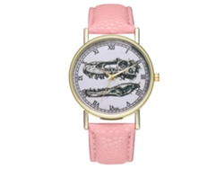 Reloj Analógico De Cuarzo Moda Hombre Mujer Cuero Pu Reloj De Pulsera Ocio Rosa