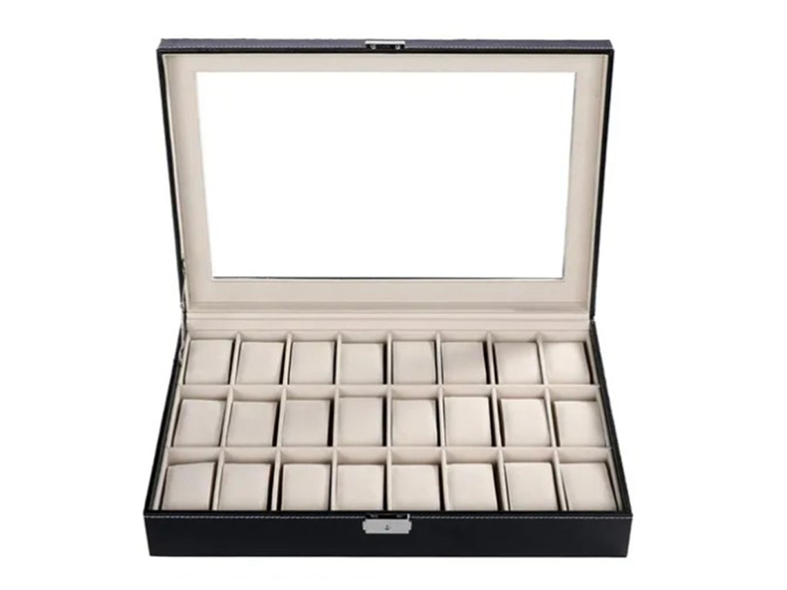 Estuche para relojes de 24 compartimentos con cerradura