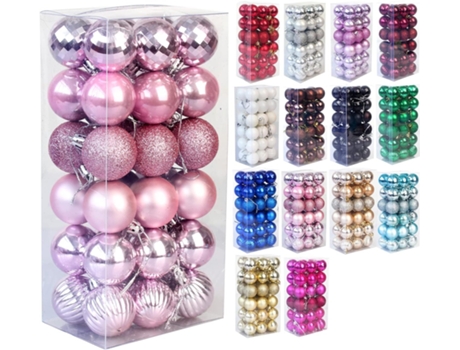 36 piezas de adornos de bolas de Navidad, adornos de Navidad inastillables, colgantes de bolas de árbol para decoración de fiestas (4 cm), rosa