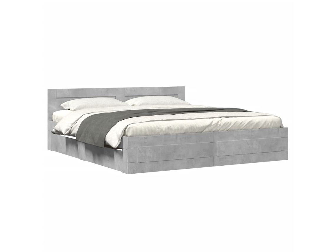 Maison Exclusive - Cama Con Cabecero Madera De Ingeniería Gris Hormigón 180x200 Cm