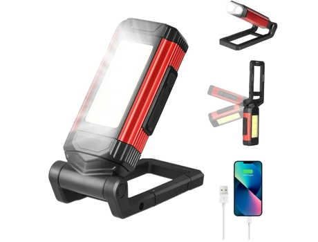 Lámparas de mano magnéticas LED, luz de trabajo de 4 modos recargable con batería, antorcha de lámpara de inspección para reparación, camping, emer...