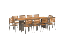 Maison Exclusive - Conjunto De Comedor De Jardín 11 Pcs Gris Y Marrón