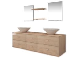 Conjunto 7 Mobiliario de baño con lavabo VIDAXL Beige Chipboard (45x45 cm)