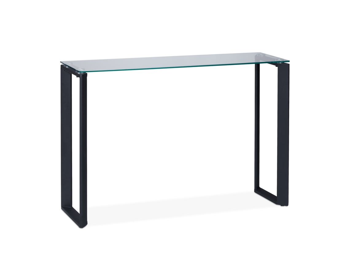 Relaxdays Mesa De Consola Em Vidro, Mesa De Entrada Estreita, Hbt: 75 X 110 X 35 Cm, Consola De Metal, Preta
