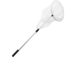 Mosquitera con mango telescópico, de aleación de metal blanco, para uso exterior.