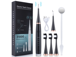 Cepillo de dientes eléctrico (negro) con limpiador dental sónico que elimina sarro, placa y manchas.