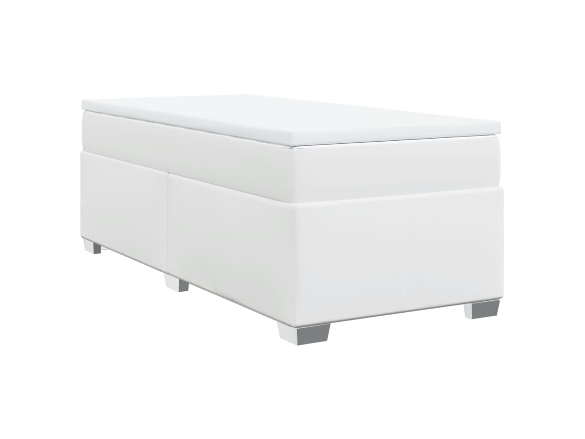 Maison Exclusive - Cama Box Spring Con Colchón Cuero Sintético Blanco 100x200 Cm