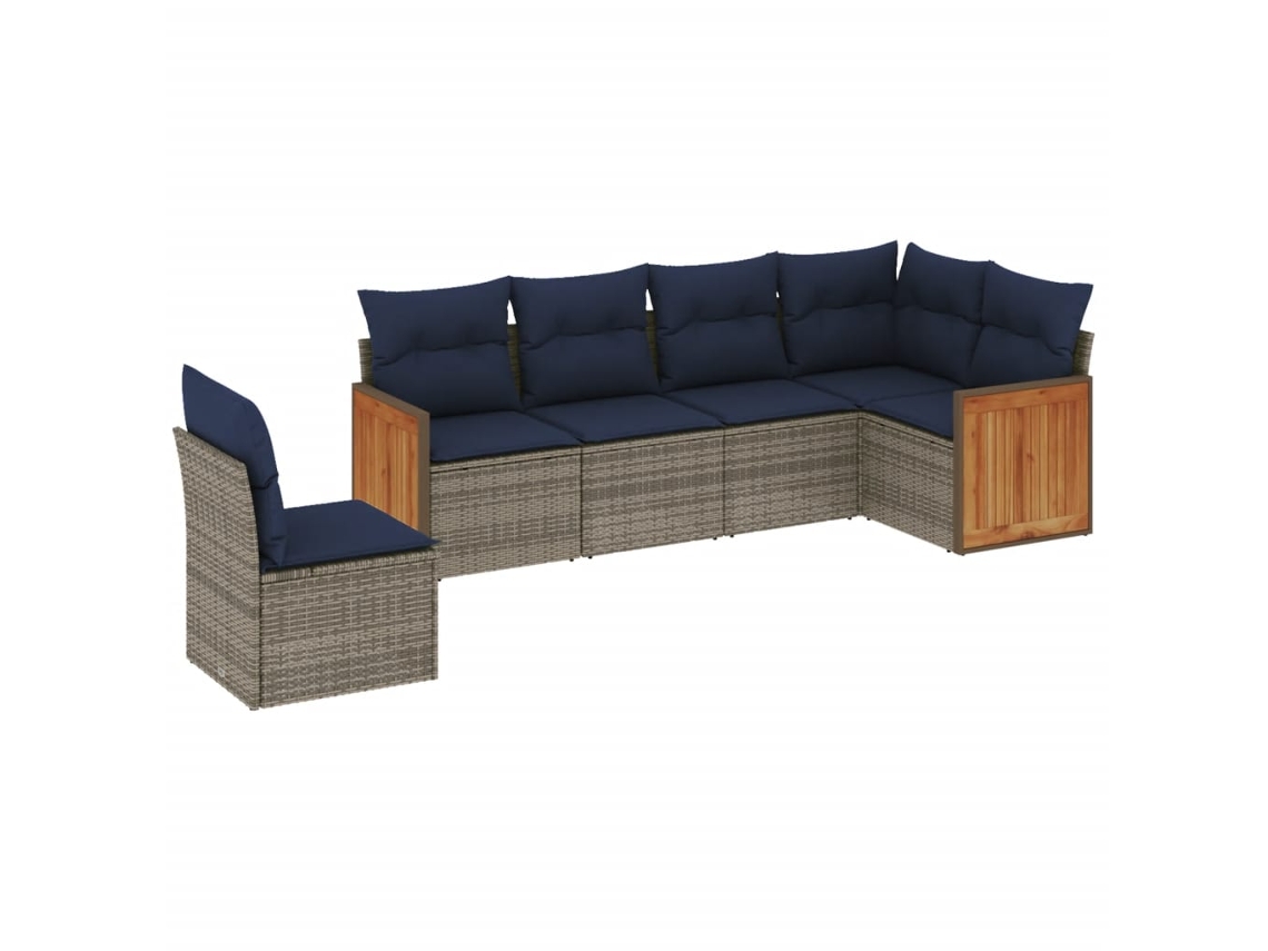 Maison Exclusive - Conjunto De Sofá De Jardín De 6 Piezas Con Cojines, Poliratán Gris