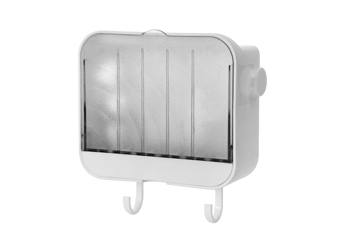 Jabonera De Pared Con Tapa Y Desagüe Autodrenante, A Prueba De Polvo, Accesorio De Baño, Color Blanco.