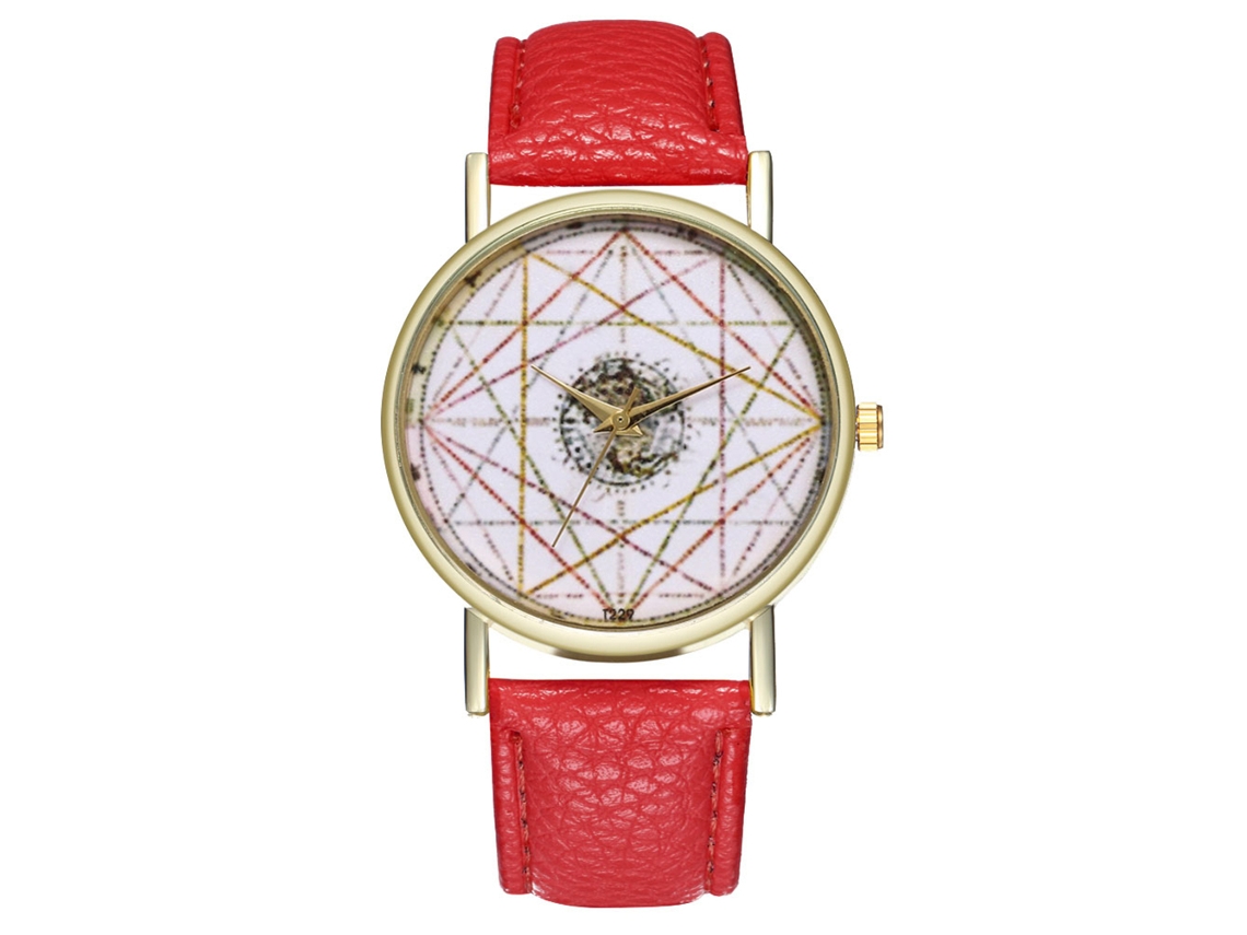 Reloj De Pulsera Analógico Con Correa De Poliuretano Y Esfera A Rayas Para Hombre Y Mujer (rojo)