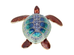 Caja de joyería decorativa con forma de tortuga y diamantes de imitación, resistente al óxido.