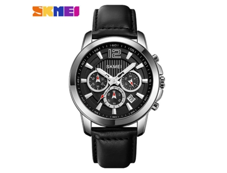 Relojes para hombre Relojes multifunción impermeables para hombres Reloj de pulsera de cuarzo-Superficie negra con carcasa plateada LUUCOZK