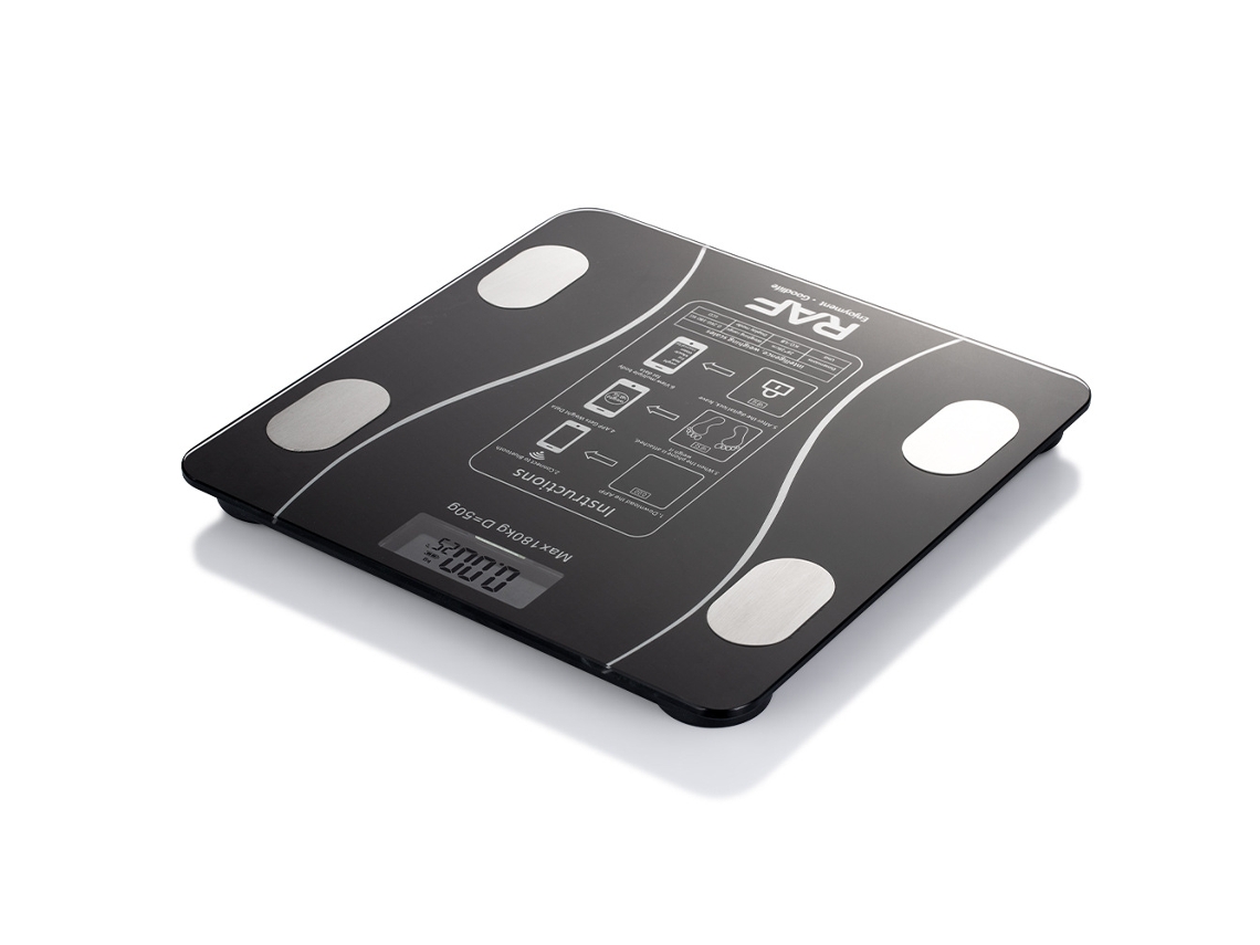 Báscula de grasa corporal, báscula electrónica inteligente recargable con pantalla LCD, para uso doméstico. Mdug