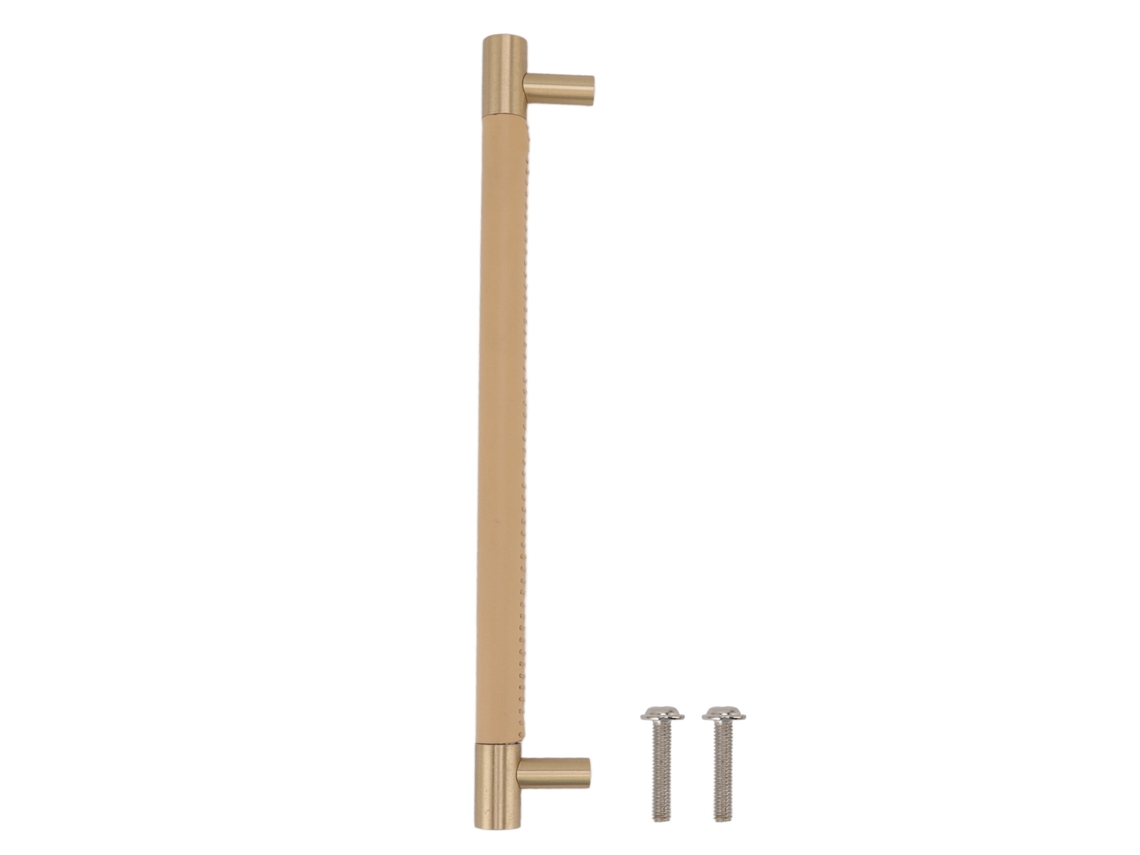 Tirador De Puerta De Armario De Cuero Y Latón, Paso De Orificio De 224 Mm, Ligero Y Lujoso Para Cajones/armarios.