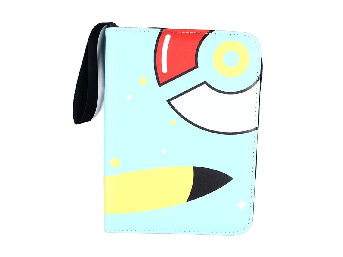 Álbum de tarjetas de piel sintética con cremallera, gran capacidad, resistente al agua y al polvo, con dibujos animados, para coleccionar, color verde, 4 bolsillos