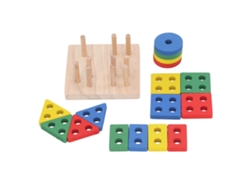 Juguete Educativo De Madera Para Clasificar Y Apilar Con Coloridas Formas Geométricas.