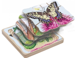 Rompecabezas de madera en capas con mariposas de Beleduc, 28 piezas.