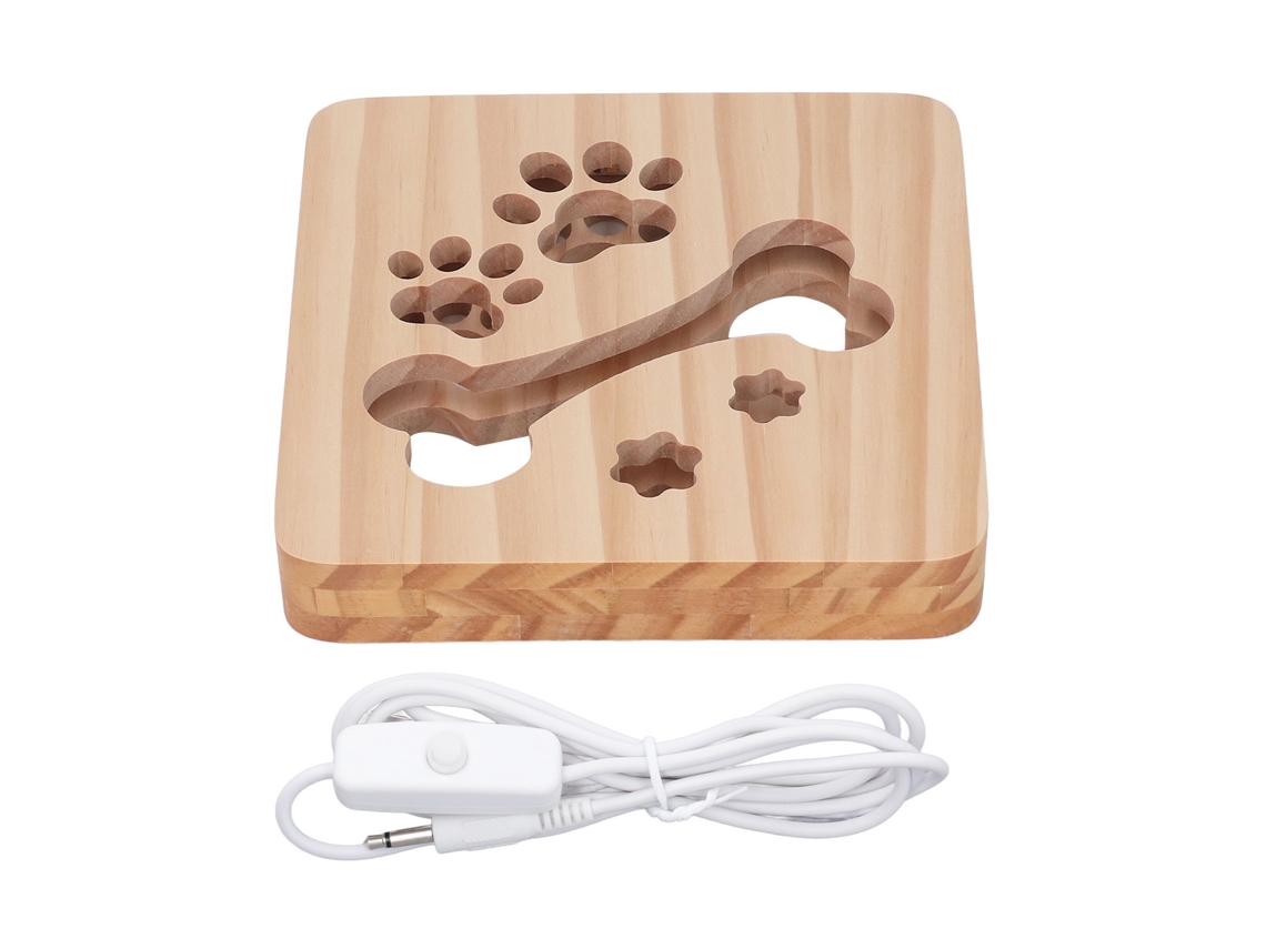 Luz nocturna 3D con huella de hueso, diseño de madera hueca, LED para dormitorio infantil