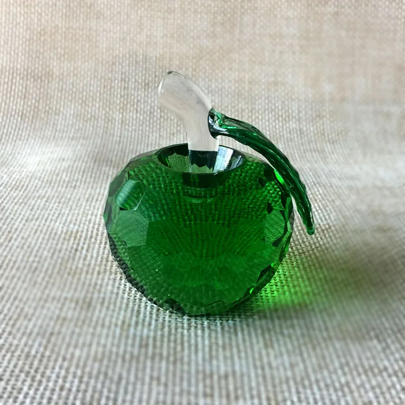 Adorno De Manzana De Cristal (verde, 100 Mm), Adorno Esférico De Vidrio Multifacético.