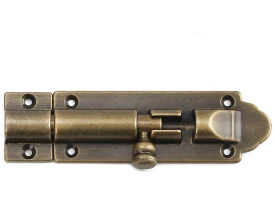 Cerrojo De Puerta Cerradura Barril Brazo Macizo Fundido Pestillo Corredera Latón Antiguo Alta Resistencia