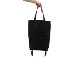 Carrito de compra plegable con ruedas, bolsa de almacenamiento de tela multifuncional, bolsa de compra portátil negra. GOKOCO